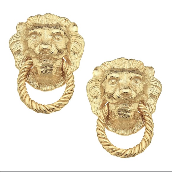 New Susan Shaw Lion Knocker Earrings - Picture 1 of 5